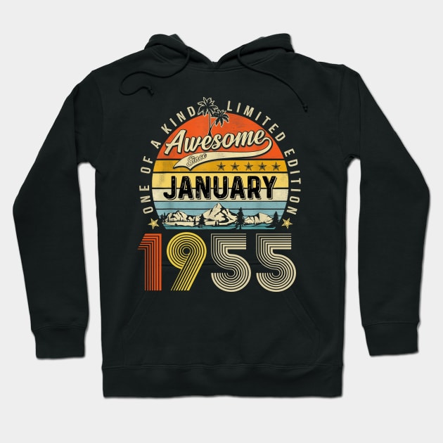 Awesome Since January 1955 Vintage 68th Birthday Hoodie by louismcfarland